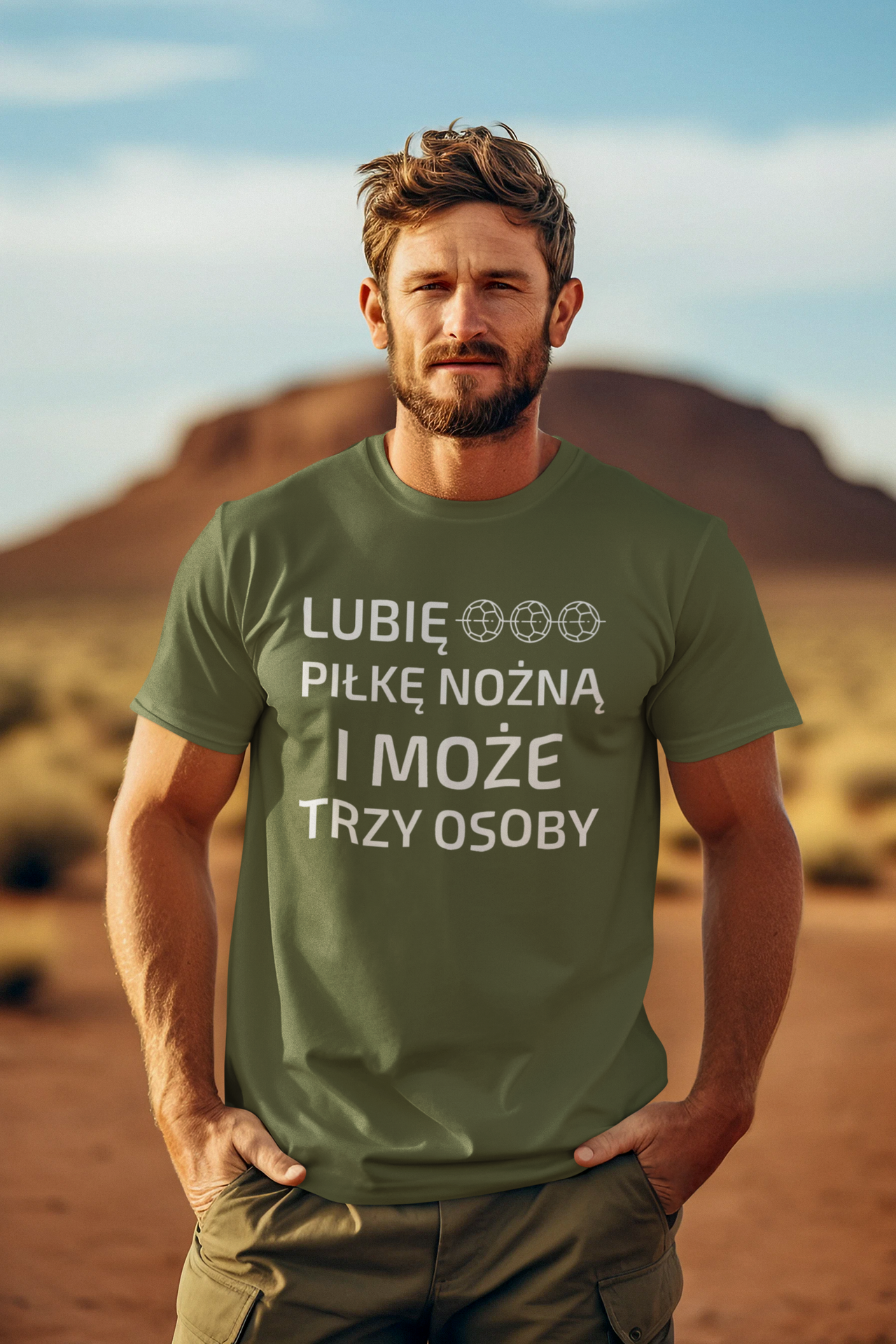 Ciemnozielona UNISEX koszulka "Lubię piłkę nożną i może trzy osoby"