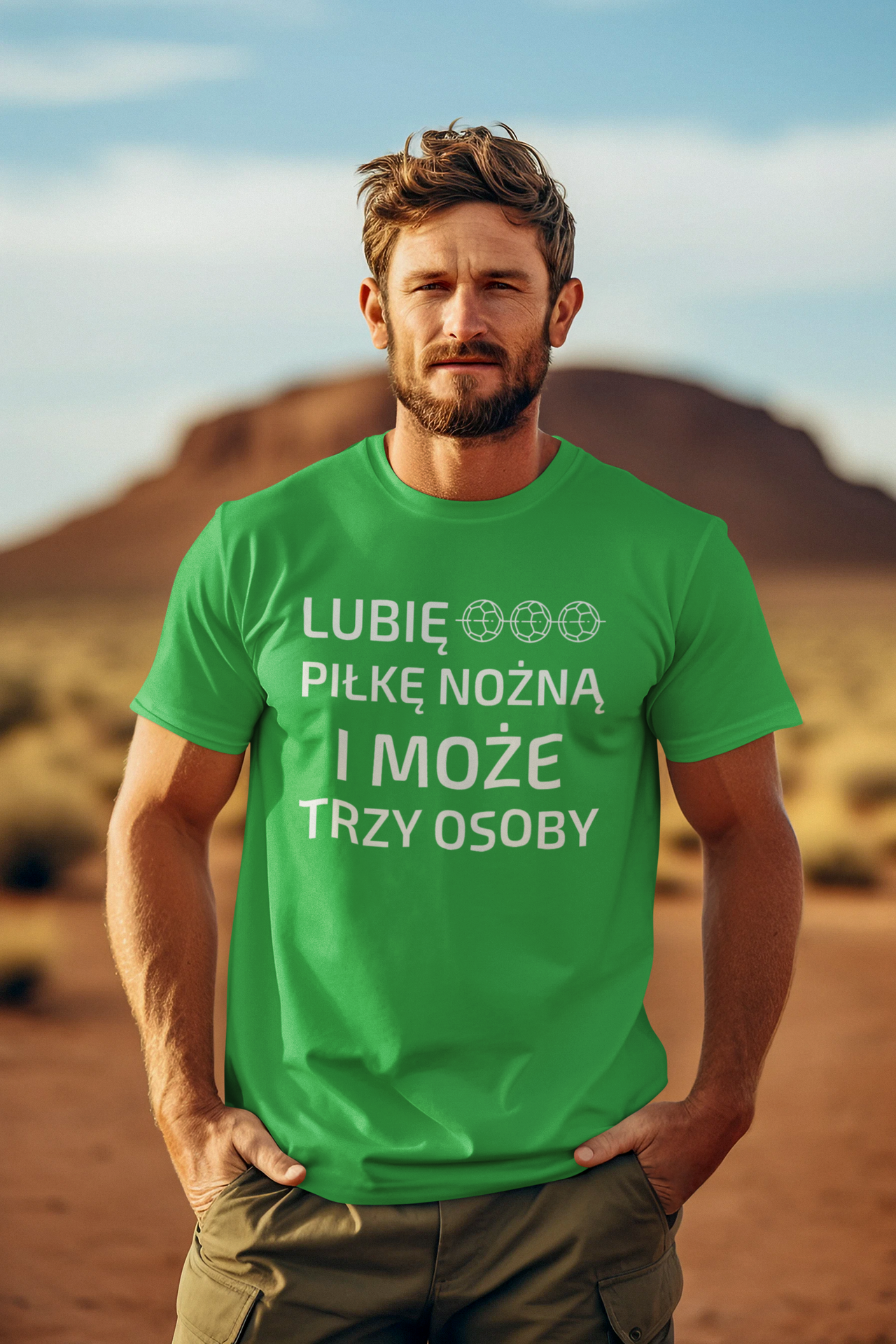 Limonkowa UNISEX koszulka "Lubię piłkę nożną i może trzy osoby"