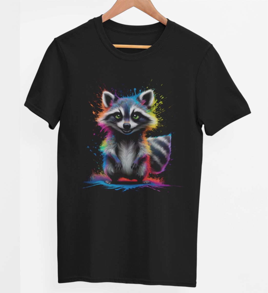 Czarna UNISEX koszulka Racoon