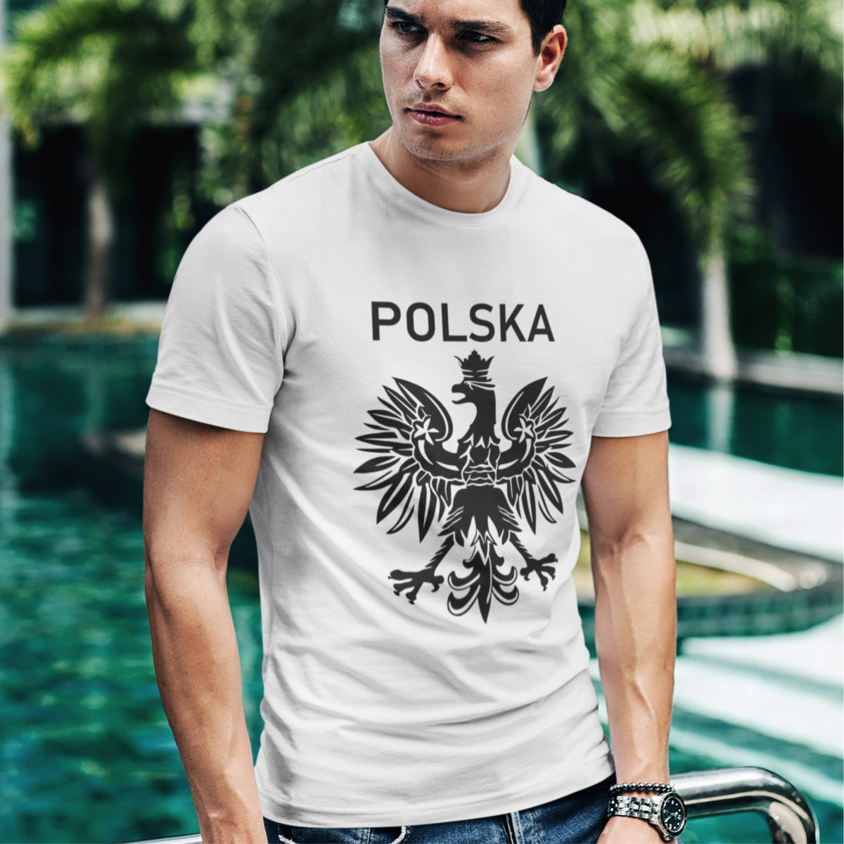 Biały UNISEX T-shirt Polskie godło