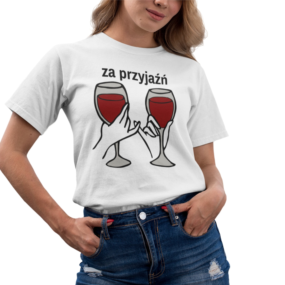 Biała UNISEX koszulka Za przyjaźń