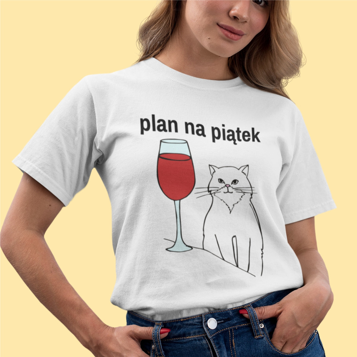 Biała UNISEX koszulka Plan na piątek