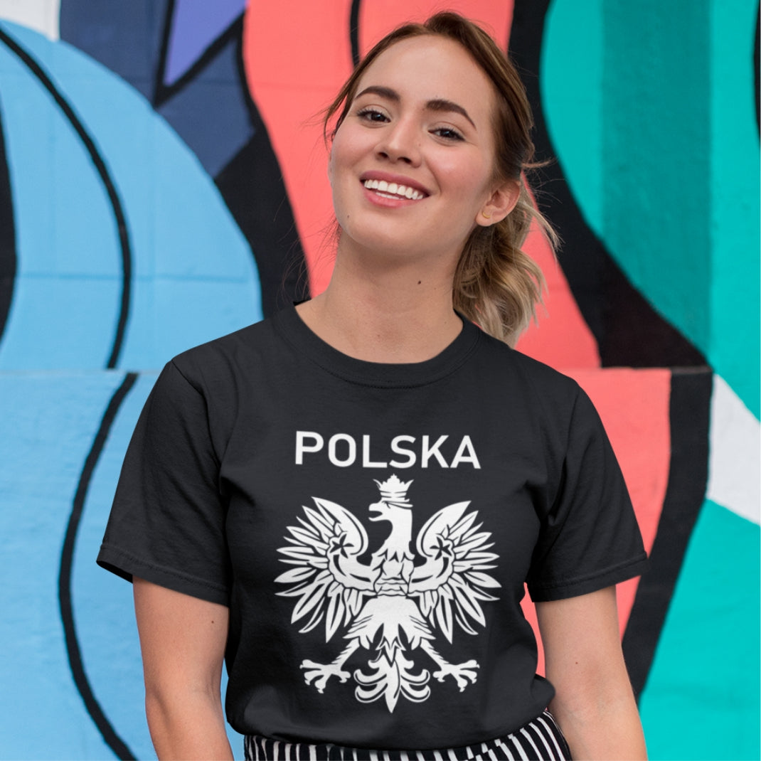 Czarna UNISEX T-shirt Polskie godło