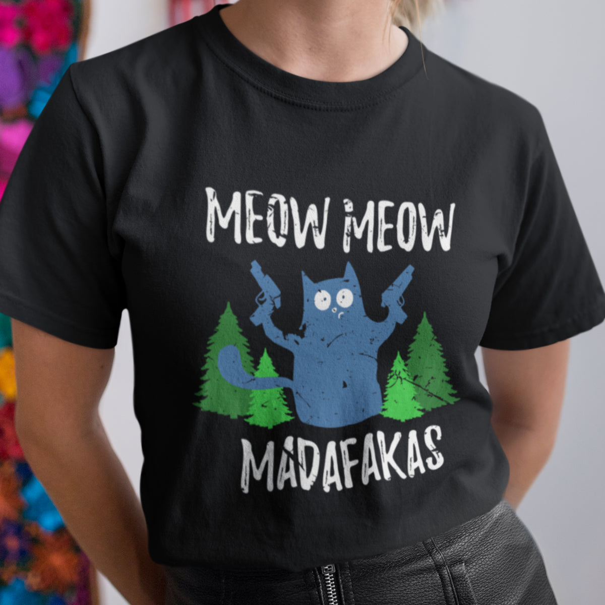 Czarna UNISEX T-shirt Meow Meow