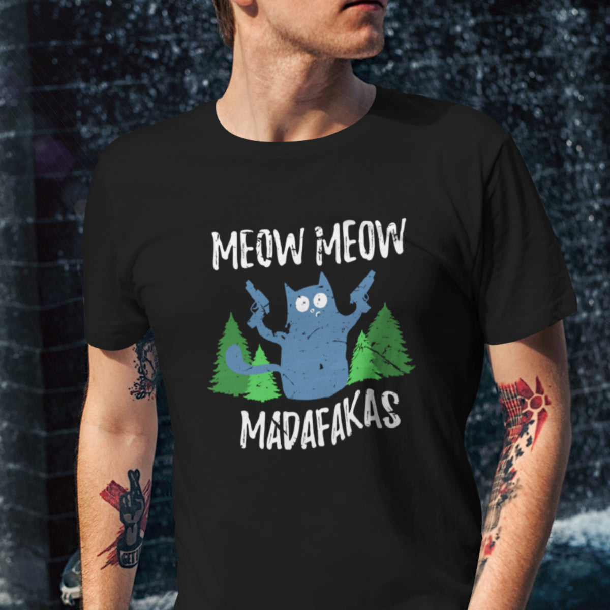 Czarna UNISEX T-shirt Meow Meow