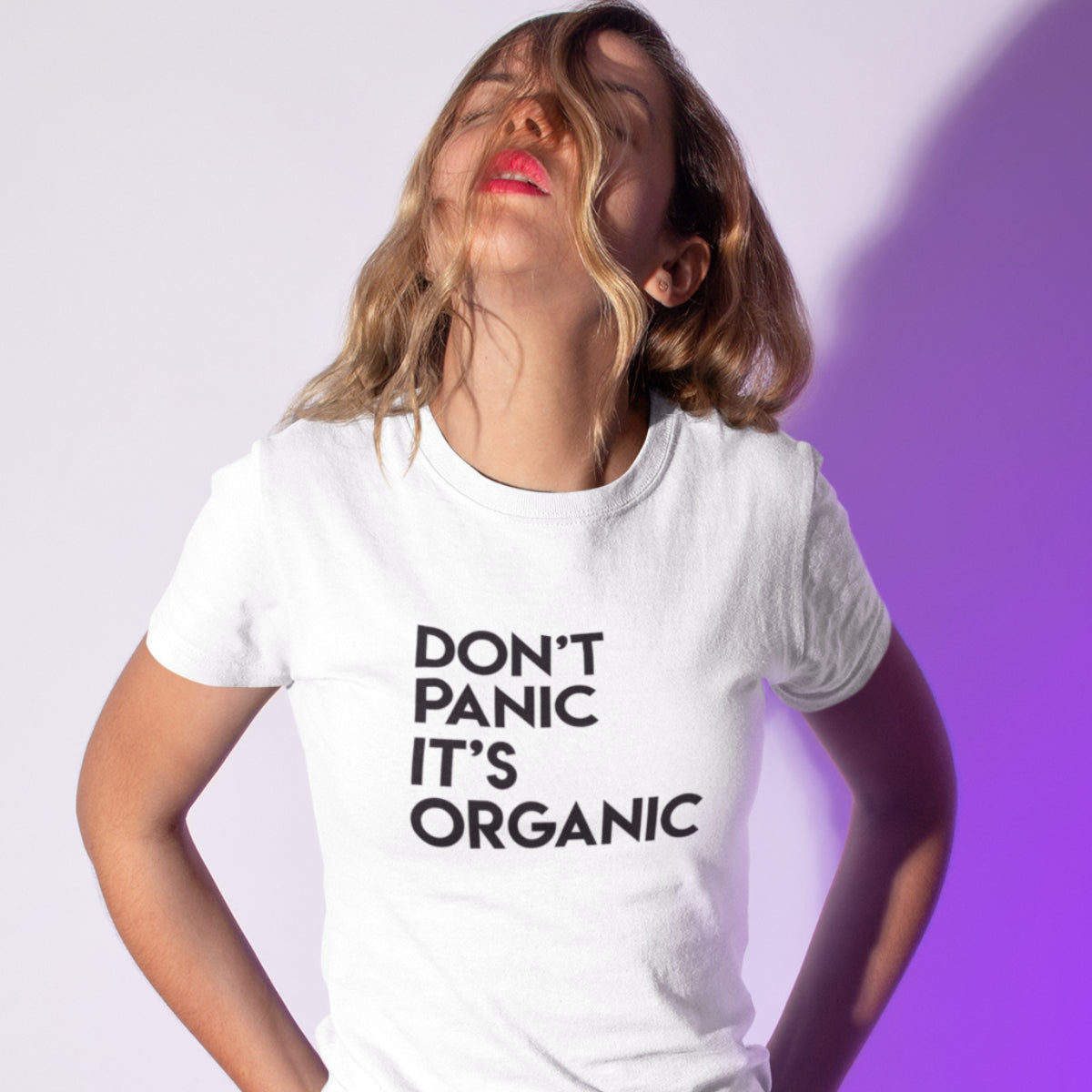 Biały T-shirt Don't Panic