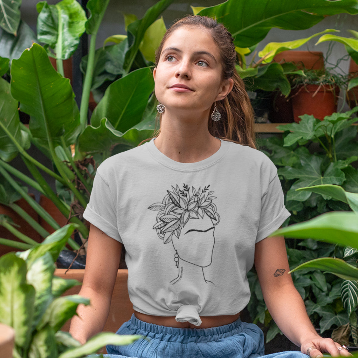 Szaro-melanżowy T-shirt Frida