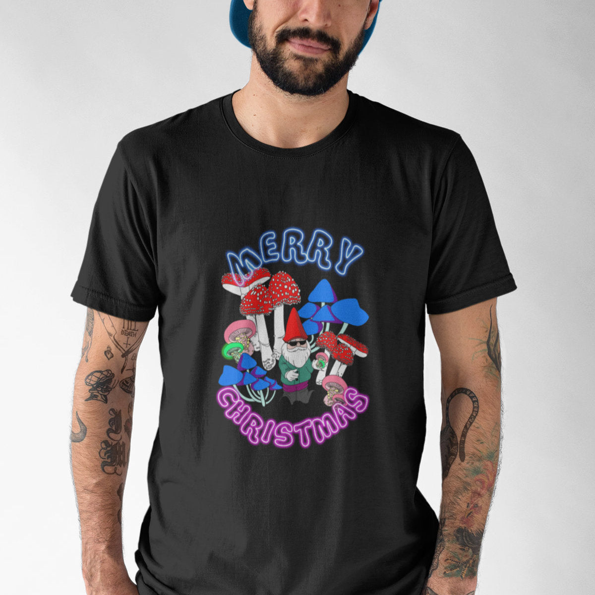 Czarny T-shirt Neon Christmas