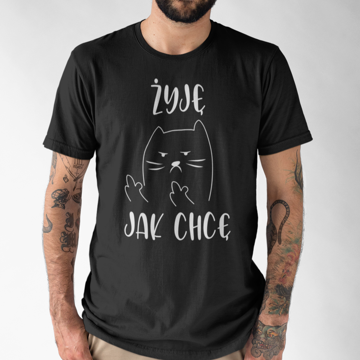 Czarny T-shirt Żyję jak chcę