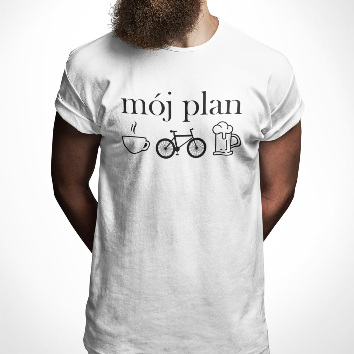 Biała UNISEX koszulka "Mój plan"