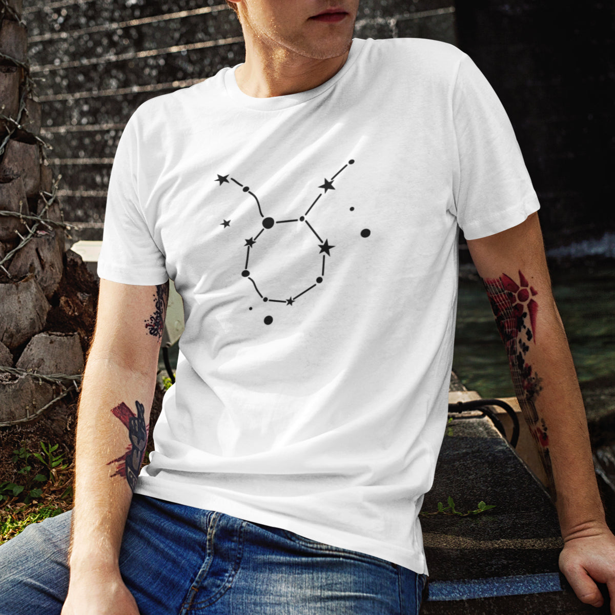 Biały UNISEX T-shirt Zodiakalny Byk