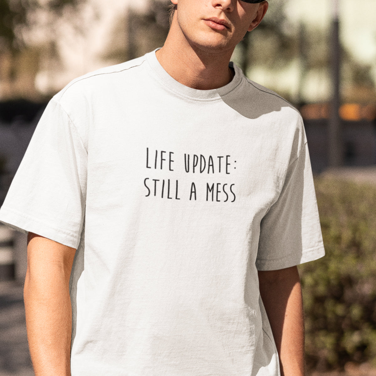 Biała UNISEX T-shirt Life update