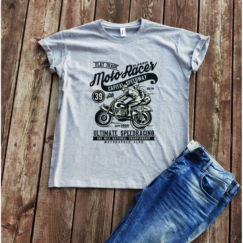 Grey Melange T-shirt Motor Racer''