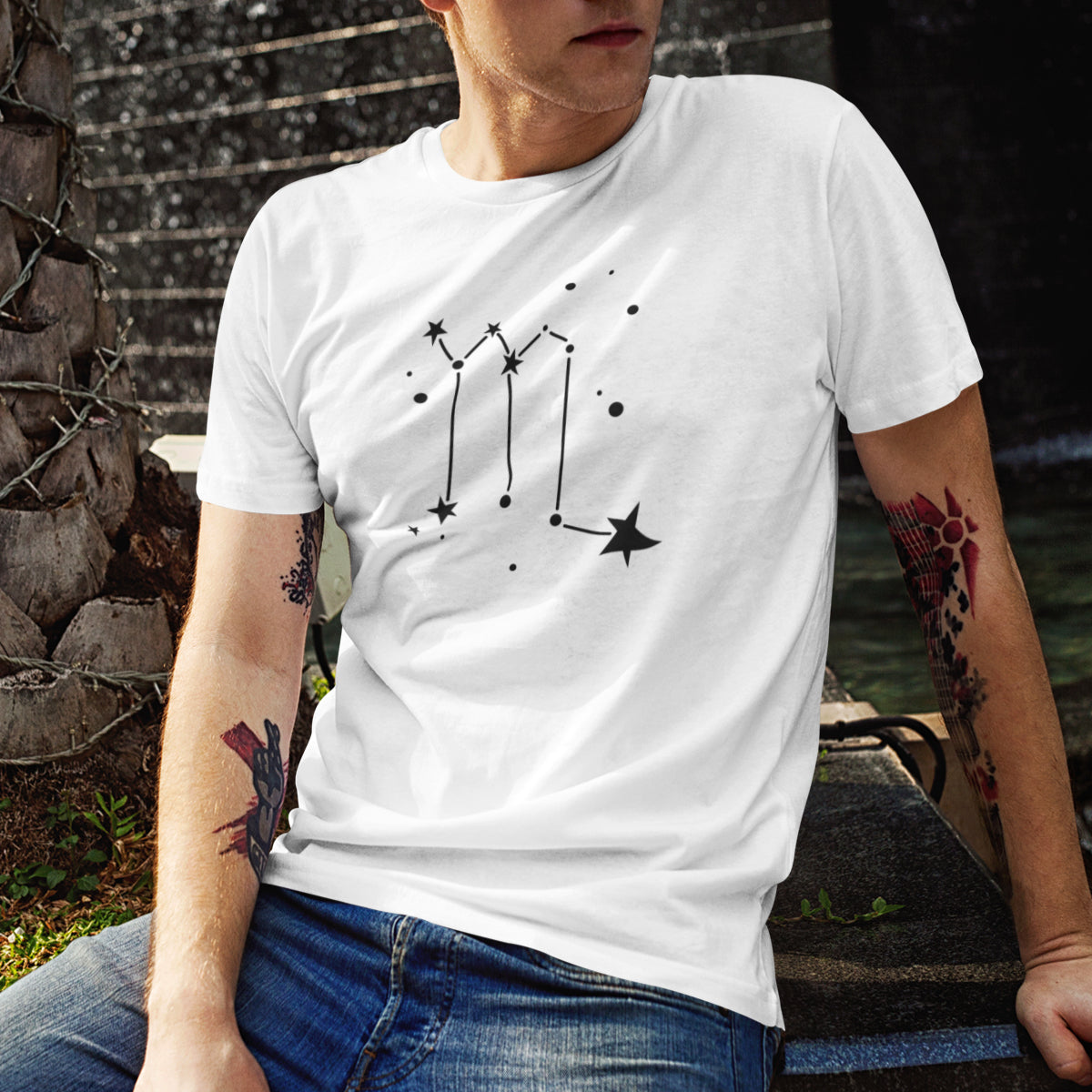 Biały UNISEX T-shirt Zodiakalny Skorpion