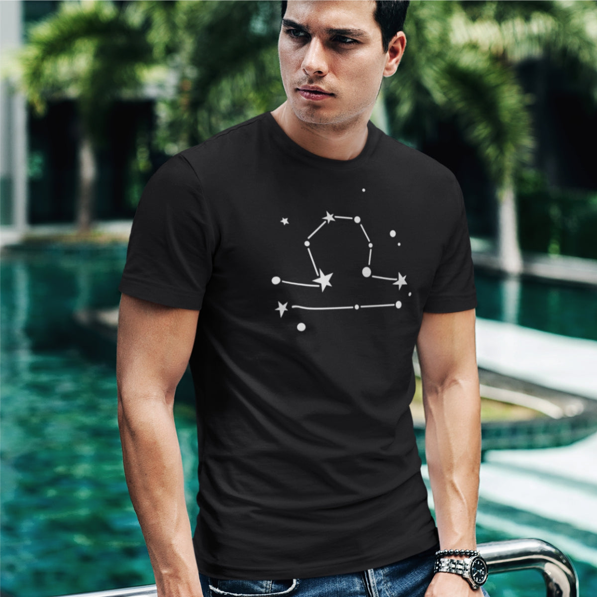 Czarna T-shirt Zodiakalna Waga