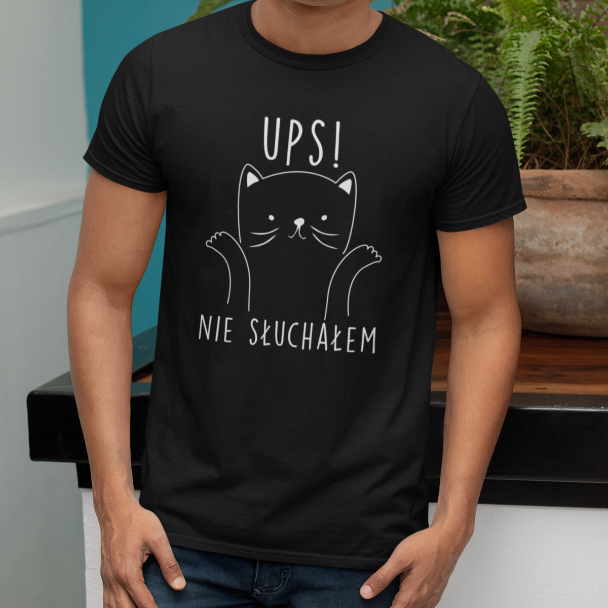 Czarna T-shirt Ups, nie słuchałem