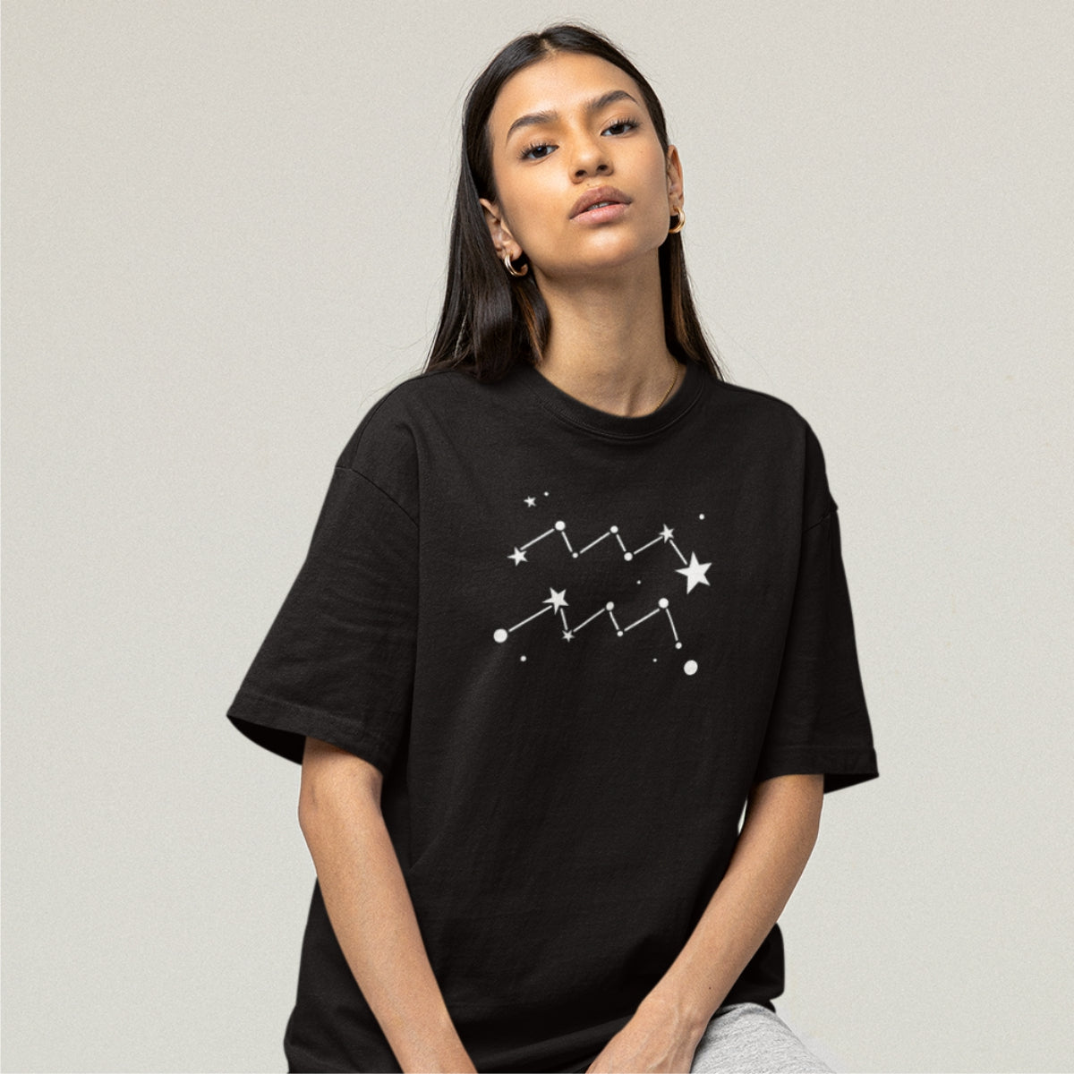 Czarna T-shirt Zodiakalny Wodnik